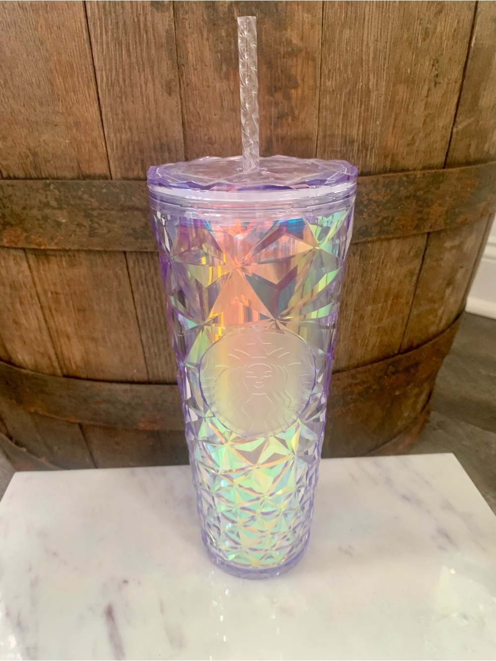 Starbucks Limited Edition 2023  Iridescent Diamond Prism Cold Cup with Straw
